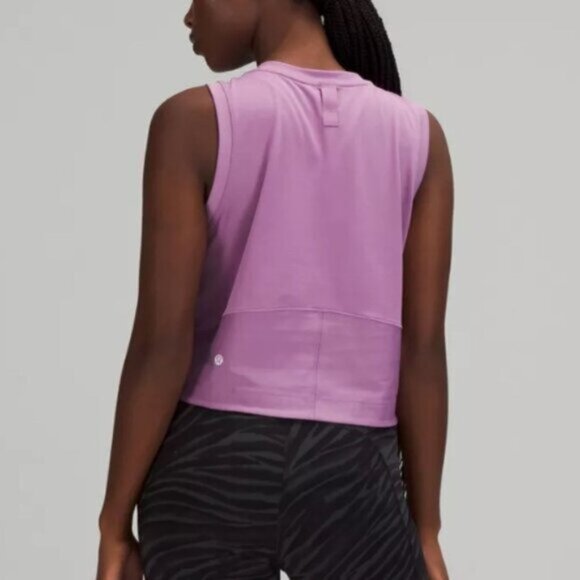 Lululemon Women Purple Mesh Back Cropped Train Tank Top Size 12 - Picture 3 of 13